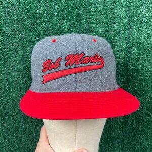 Vintage Bob Marley Hat Wool Snapback Men's Grey Red Lion Embroidered Logo 90s